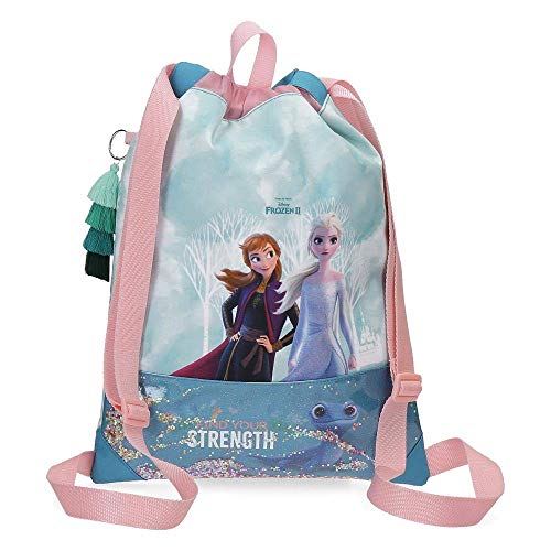 Mochila Saco Frozen Find Your Strenght, Azul, 30x40 cms