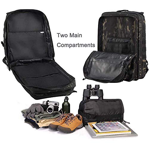 Mochila táctica de 45 l, para senderismo, ciclismo, escalada, unisex(camuflaje negro CP)