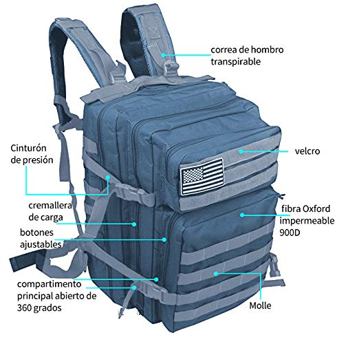 Mochila Táctica Militar 45L Mochila Militar Mochila de Caza Mochila Repelente de Insectos Bolsa Grande para Acampar y Escalada Bolsa Especial Militar 3 Días Bolsa de Asalto al Aire Libre Bolsa Molle