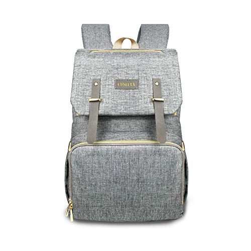 Mochilas Para Pañales - CUSFLYX Gran Capacidad Bolsa de Cambio de Bebé Bolsa de Viaje Casual Impermeable Mochila Para Pañales (Gris)