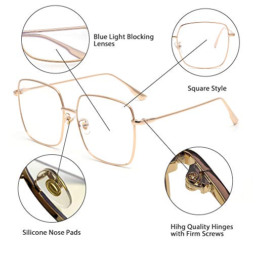 Moda Metal Gafas Ópticas Marco Cuadrado Anti Luz Azul Computadora Anteojos Protección Para Los Ojos Mujer Dorado Moda Metal Gafas Ópticas Marco Cuadrado Anti Luz Azul Computadora Anteojos Protección Para Los Ojos Mujer Dorado