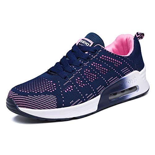 Moda para Mujer Entrenador de Running de Aire Transpirable Jogging Fitness Sneakers Casual Walking Shoes Bleu EU 38