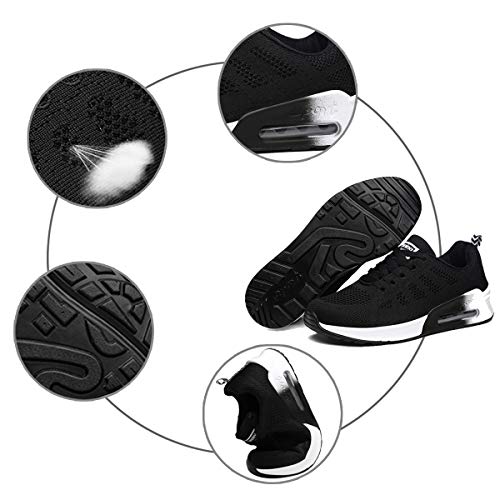 Moda para Mujer Entrenador de Running de Aire Transpirable Jogging Fitness Sneakers Casual Walking Shoes Negro EU 38
