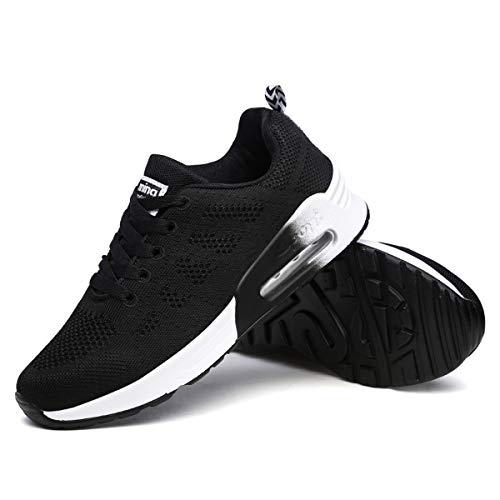 Moda para Mujer Entrenador de Running de Aire Transpirable Jogging Fitness Sneakers Casual Walking Shoes Negro EU 38