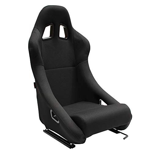 MODAUTO Asiento Deportivo Coche, Baquets Deportivo, de Tela, con Ríeles incluidos, Conductor y Pasajero, Universal para Coche y Simulador de Conducción , Modelo N001L, Negro