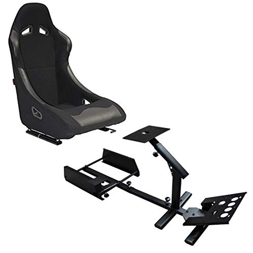 MODAUTO Soporte de Videojuego, Soporte de Juego de Carreras, Controlar de Juego, con Asiento Deportivo, Soporte de Volante y Cambios, Compatible con Logitech G29/G27, Modelo B+N040, Negro