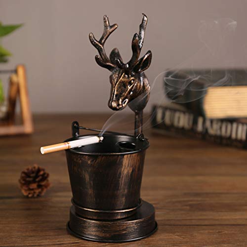 Modelo Cenicero, Cenicero de metal retro, Decoraciones Arte Craft Room Office Life, Cigarettes CraftScreiver Cenicero, Ashtray Regalo para Hombres Golden deer