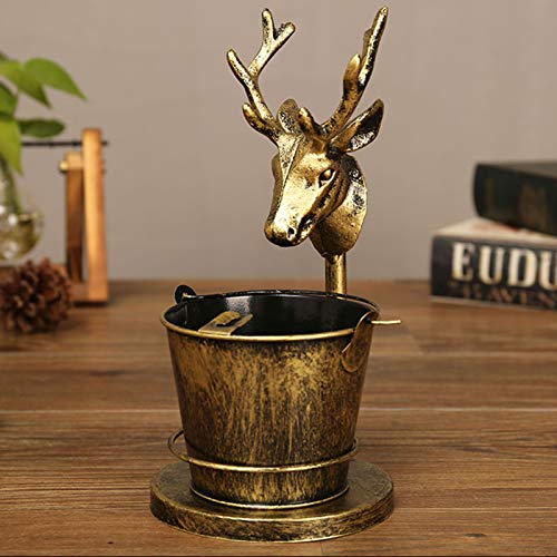 Modelo Cenicero, Cenicero de metal retro, Decoraciones Arte Craft Room Office Life, Cigarettes CraftScreiver Cenicero, Ashtray Regalo para Hombres Golden deer