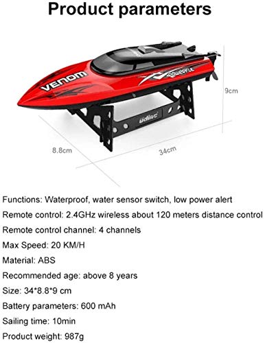 Modelo de coche, barco de control remoto de 2,4 GHz Barco de alta velocidad de cuatro canales Simulación de yate a prueba de agua Modelo de lancha rápida Piscina Deportes acuáticos Juguetes Barco de c