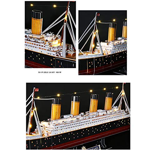Modelo de madera, modelos de embarcaciones Kits de construcción Modelo de barco Kit de barco Kits de modelo de montaje Modelo de barco de vela de madera clásico Titanic Juguete de bricolaje con LED