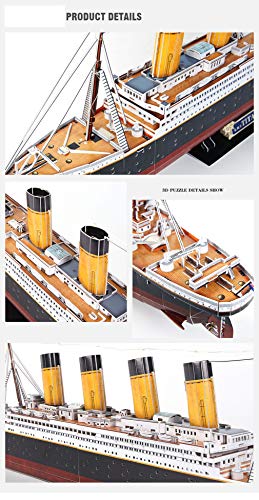 Modelo de madera, modelos de embarcaciones Kits de construcción Modelo de barco Kit de barco Kits de modelo de montaje Modelo de barco de vela de madera clásico Titanic Juguete de bricolaje con LED