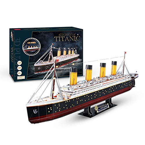 Modelo de madera, modelos de embarcaciones Kits de construcción Modelo de barco Kit de barco Kits de modelo de montaje Modelo de barco de vela de madera clásico Titanic Juguete de bricolaje con LED