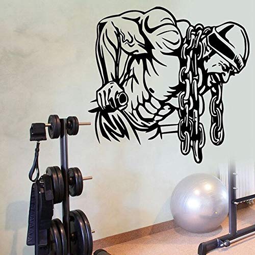 Modern iron chain fitness gym fitness art wall simple home decoration mural sticker vinilo DIY extraíble deportes avión papel tapiz A3 L 58x57cm