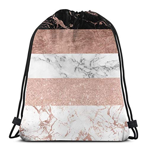 Moderno y elegante bloque de color oro rosa rayas de mármol bolsa de cordón ligero gimnasio mochila para senderismo yoga gimnasio natación viajes playa Moderno y elegante bloque de color oro rosa rayas de mármol bolsa de cordón ligero gimnasio mochila para senderismo yoga gimnasio natación viajes playa