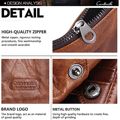 MODESTY Cartera marrón de Piel para Hombre, Tarjeta de crédito, Efectivo y Monedas (Marrón)-QB011-BR MODESTY Cartera marrón de Piel para Hombre, Tarjeta de crédito, Efectivo y Monedas (Marrón)-QB011-BR