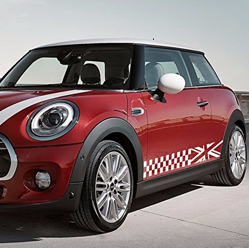 MODIFYCAR Bandas Laterales para Cooper-Cuadros Color Blanco Union Jack Countryman One R56 R57 R53 R50