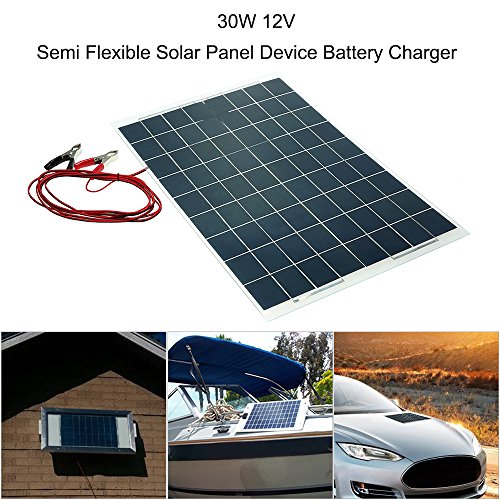 Módulo de panel solar monocristalino de enjoysolar 30W 12V Semi Flexibles Sistema de Panel Solar Dispositivo de Panel Solar Cargador de Batería Silicio Monocristalino Alto índice de Conversión Car