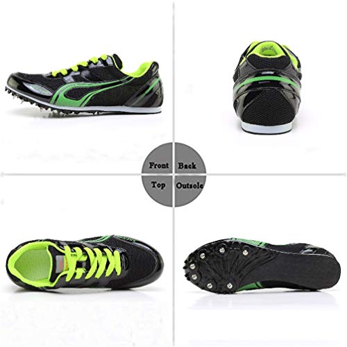 mofeng Track Spikes - Zapatillas de deporte para hombre y mujer, de malla, para atletismo, para niños y niñas, para entrenamiento de carreras con pinchos, color Negro, talla 39 2/3 EU