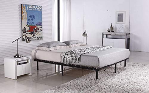 MOG CASA - Sommier Negro multiláminas con reguladores lumbares (con patas incluídas) Metalizado anticorrosion Varias medidas (200x200cm)