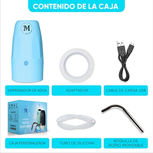 Moguat Dispensador Agua para Garrafas con Adaptador, Dosificador Eléctrico Automático Extraíble Recargable USB Botellas Agua Fria y Caliente, Bomba de Agua