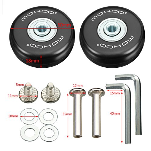 MOHOO Ruedas de Repuesto 50x18mm Maleta de Depósito OD 50 (1.97 '') ID 6 W 18 Ejes 35 Kits de Reparación MOHOO Ruedas de Repuesto 50x18mm Maleta de Depósito OD 50 (1.97 '') ID 6 W 18 Ejes 35 Kits de Reparación
