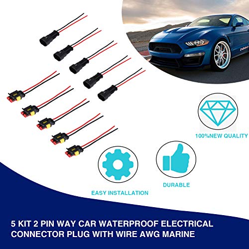 moinkerin 5 Piezas Conectores Electricos 2 Pines Conector de Cable Enchufe Impermeable Empalmes Cables Electricos para Barcos, Motocicletas, Scooters, Camiones, Quads, Bicicletas y Triciclos moinkerin 5 Piezas Conectores Electricos 2 Pines Conector de Cable Enchufe Impermeable Empalmes Cables Electricos para Barcos, Motocicletas, Scooters, Camiones, Quads, Bicicletas y Triciclos