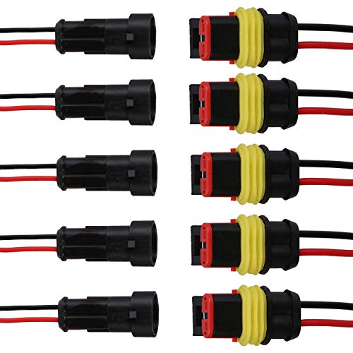 moinkerin 5 Piezas Conectores Electricos 2 Pines Conector de Cable Enchufe Impermeable Empalmes Cables Electricos para Barcos, Motocicletas, Scooters, Camiones, Quads, Bicicletas y Triciclos moinkerin 5 Piezas Conectores Electricos 2 Pines Conector de Cable Enchufe Impermeable Empalmes Cables Electricos para Barcos, Motocicletas, Scooters, Camiones, Quads, Bicicletas y Triciclos