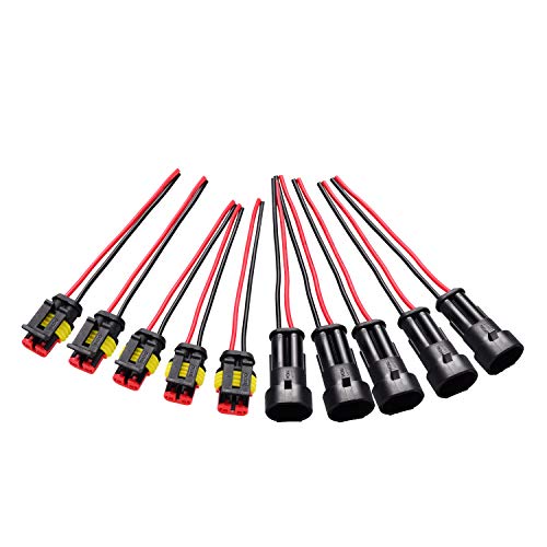 moinkerin 5 Piezas Conectores Electricos 2 Pines Conector de Cable Enchufe Impermeable Empalmes Cables Electricos para Barcos, Motocicletas, Scooters, Camiones, Quads, Bicicletas y Triciclos moinkerin 5 Piezas Conectores Electricos 2 Pines Conector de Cable Enchufe Impermeable Empalmes Cables Electricos para Barcos, Motocicletas, Scooters, Camiones, Quads, Bicicletas y Triciclos