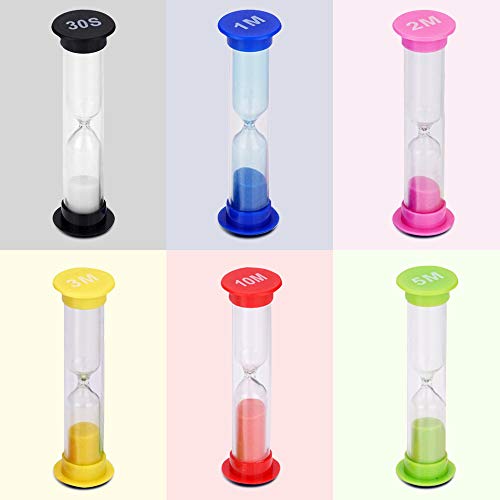 moinkerin 6 Piezas Reloj de Arena Jugueter Temporizador Arena 30s / 1min/ 2min/ 3min / 5min / 10min para Niños Que Se Cepillan Los Dientes, Escuela, Guardería, Oficina, Actividades Programadas moinkerin 6 Piezas Reloj de Arena Jugueter Temporizador Arena 30s / 1min/ 2min/ 3min / 5min / 10min para Niños Que Se Cepillan Los Dientes, Escuela, Guardería, Oficina, Actividades Programadas