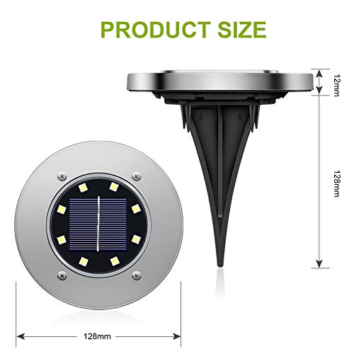 moinkerin 8 Piezas Luces de Tierra Solares Lamparas Solares Jardin Suelo Luces Solares Jardin para Calzada, Césped, Escalón, Valla de Escalera (8LED)