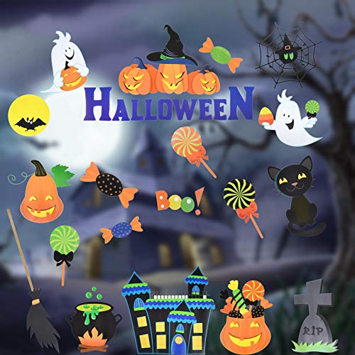 moinkerin Halloween Pegatinas Set de Calcomanias, Ventana de Etiqueta estática Halloween Reutilizable