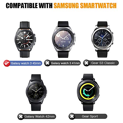 MoKo Anillo Protector de Reloj, Compatible con Samsung Galaxy Watch 3 45mm, Acero Inoxidable Resistente a Arañazos, Escala Digital para Proteger la Caja - Plata con Letras Negras