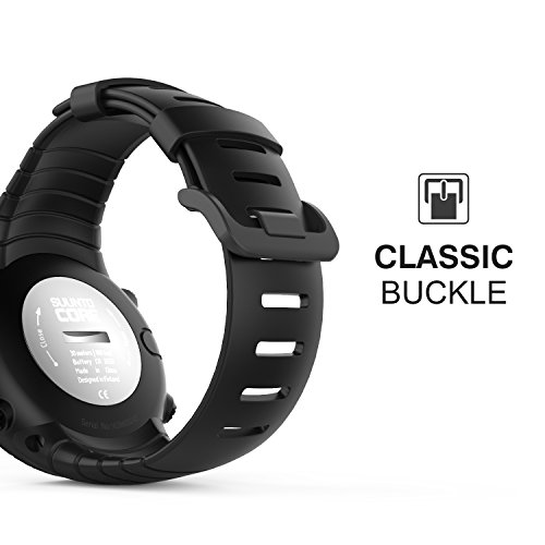 MoKo Banda de Reloj para Suunto Core, Clásico Reemplazo Suave Puño/Pulsera con Cierre de Metal para Suunto Core Smart Watch, se Ajusta a la Muñeca de 5.51 "-9.06" (140mm-230mm), Negro