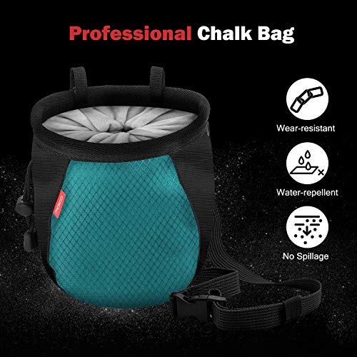 MoKo Bolsillo de Tiza con Cinturón Ajustable y Mosquetón Cordón para Deportes, Bolsa de Magnesio al Aire Libre para Escalada en Roca, Levantamiento de Pesas, Gimnasia - Negro + Azul Claro MoKo Bolsillo de Tiza con Cinturón Ajustable y Mosquetón Cordón para Deportes, Bolsa de Magnesio al Aire Libre para Escalada en Roca, Levantamiento de Pesas, Gimnasia - Negro + Azul Claro