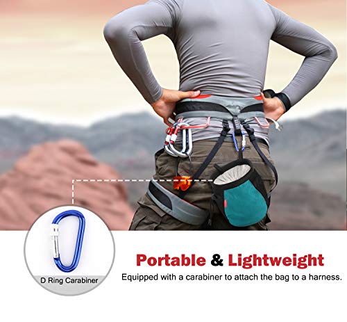 MoKo Bolsillo de Tiza con Cinturón Ajustable y Mosquetón Cordón para Deportes, Bolsa de Magnesio al Aire Libre para Escalada en Roca, Levantamiento de Pesas, Gimnasia - Negro + Azul Claro MoKo Bolsillo de Tiza con Cinturón Ajustable y Mosquetón Cordón para Deportes, Bolsa de Magnesio al Aire Libre para Escalada en Roca, Levantamiento de Pesas, Gimnasia - Negro + Azul Claro