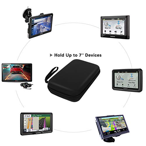 MoKo Estuche Portátil Compatible con GPS de 7 Pulgadas, Funda de Almacenamiento de EVA con Bolsa Protectora para Dispositivos GPS Navegadores Garmin/Tomtom/Magellan con Pantalla de 7" - Negro