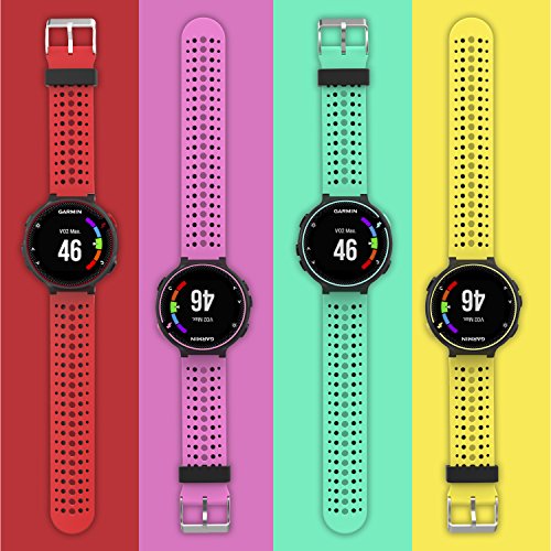 MoKo Forerunner 235/220 / 230/620 / 630/735 Correa - Reemplazo Suave Silicona Watch Band Deportiva Accessorios de Reloj Pulsera Ajustable con Cierre de Clip, Rojo & Negro