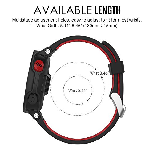 MoKo Forerunner 235/220 / 230/620 / 630/735 Correa - Reemplazo Suave Silicona Watch Band Deportiva Accessorios de Reloj Pulsera Ajustable con Cierre de Clip, Negro & Rojo MoKo Forerunner 235/220 / 230/620 / 630/735 Correa - Reemplazo Suave Silicona Watch Band Deportiva Accessorios de Reloj Pulsera Ajustable con Cierre de Clip, Negro & Rojo