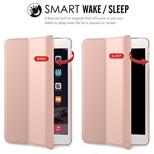MoKo Funda para iPad Mini 3/2 / 1 - Lightweight Función de Soporte Protectora Plegable Smart Cover Trasera Transparente Durable (Auto Sueño/Estela) - Rosa Dorada MoKo Funda para iPad Mini 3/2 / 1 - Lightweight Función de Soporte Protectora Plegable Smart Cover Trasera Transparente Durable (Auto Sueño/Estela) - Rosa Dorada