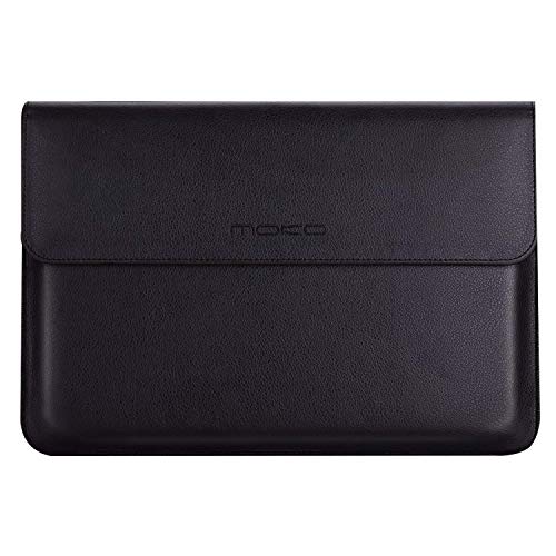 MoKo MacBook Air/MacBook Pro Funda - Sleeve Bag Maletín de Cuero Imitado Cover Case para Apple MacBook Air/MacBook Pro 13 Pulgadas Loptop ect. con Card Slot, Bolsillo y Fieltro, Negro