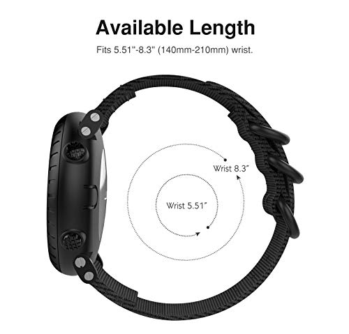 MoKo Pulsera para Suunto Core, Pulsera Deportivo de Reloj de Silicona, Pulsera Ajustable con Cierre de Clip - Negro