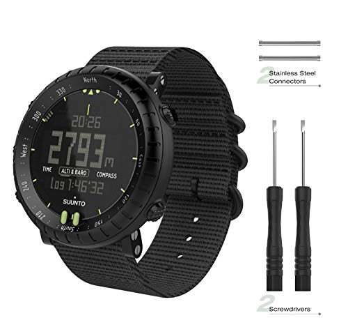 MoKo Pulsera para Suunto Core, Pulsera Deportivo de Reloj de Silicona, Pulsera Ajustable con Cierre de Clip - Negro