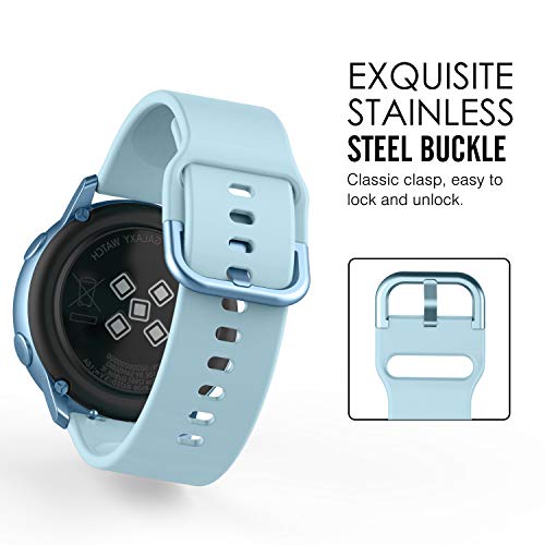 MoKo[3PZS]Correa Compatible con Galaxy Watch 3 41mm/Galaxy Watch Active/Active 2/Galaxy Watch 42mm/Huawei Watch GT/GT 2 42mm/Garmin Vivoactive 3/Ticwatch E,20mm Pulsera -Azul Claro y Rosa y Blanco