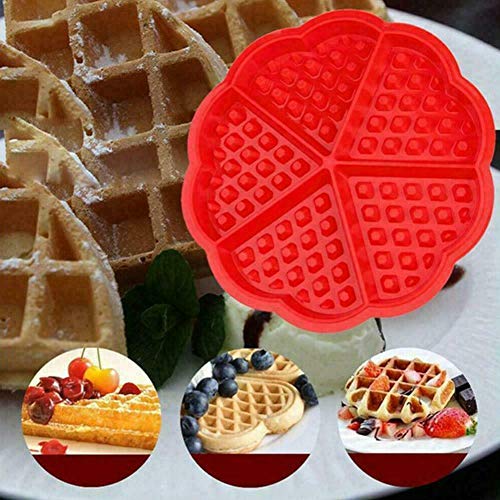 Molde de silicona con forma de gofre para hornear pasteles, chocolate, galletas, gofres, bueno para adelgazar gofres y recetas de desayuno, color rojo