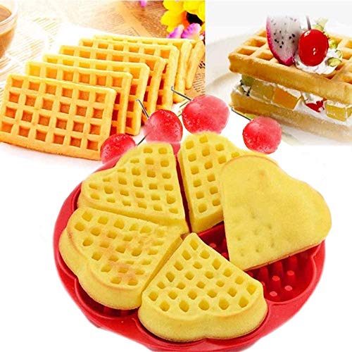 Molde de silicona con forma de gofre para hornear pasteles, chocolate, galletas, gofres, bueno para adelgazar gofres y recetas de desayuno, color rojo