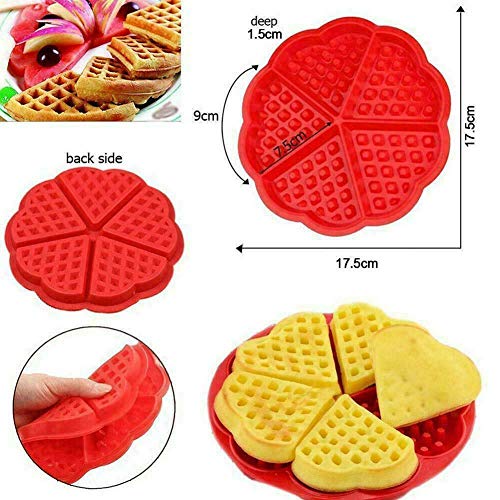 Molde de silicona con forma de gofre para hornear pasteles, chocolate, galletas, gofres, bueno para adelgazar gofres y recetas de desayuno, color rojo