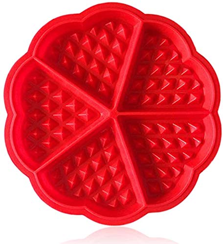 Molde de silicona con forma de gofre para hornear pasteles, chocolate, galletas, gofres, bueno para adelgazar gofres y recetas de desayuno, color rojo