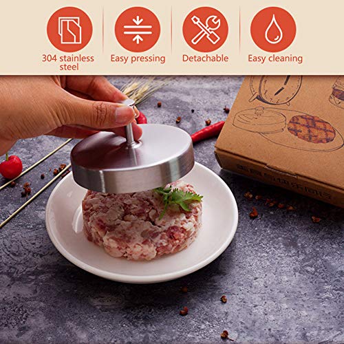 Molde para hacer hamburguesas de acero inoxidable, prensa de peso para carne, herramienta de cocina para el hogar, 3.7 x 0.8 in Molde para hacer hamburguesas de acero inoxidable, prensa de peso para carne, herramienta de cocina para el hogar, 3.7 x 0.8 in