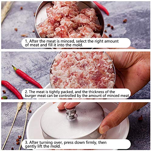 Molde para hacer hamburguesas de acero inoxidable, prensa de peso para carne, herramienta de cocina para el hogar, 3.7 x 0.8 in Molde para hacer hamburguesas de acero inoxidable, prensa de peso para carne, herramienta de cocina para el hogar, 3.7 x 0.8 in