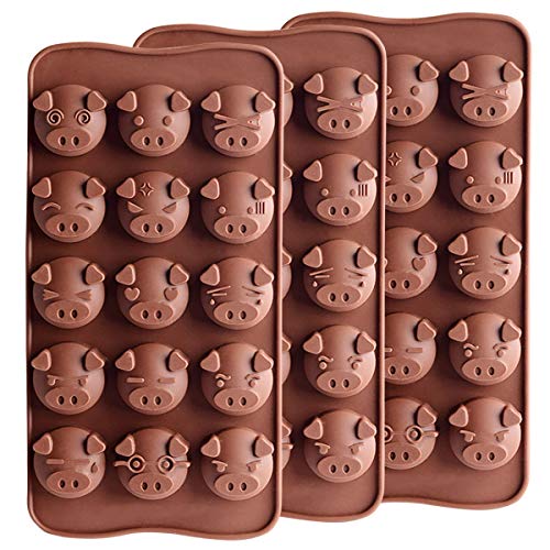 Moldes de Silicona para Hornear Moldes de Chocolate Lindos Moldes de Caramelos de Cerdo para Herramientas de Bricolaje para Hornear 1/2/3 Paquetes